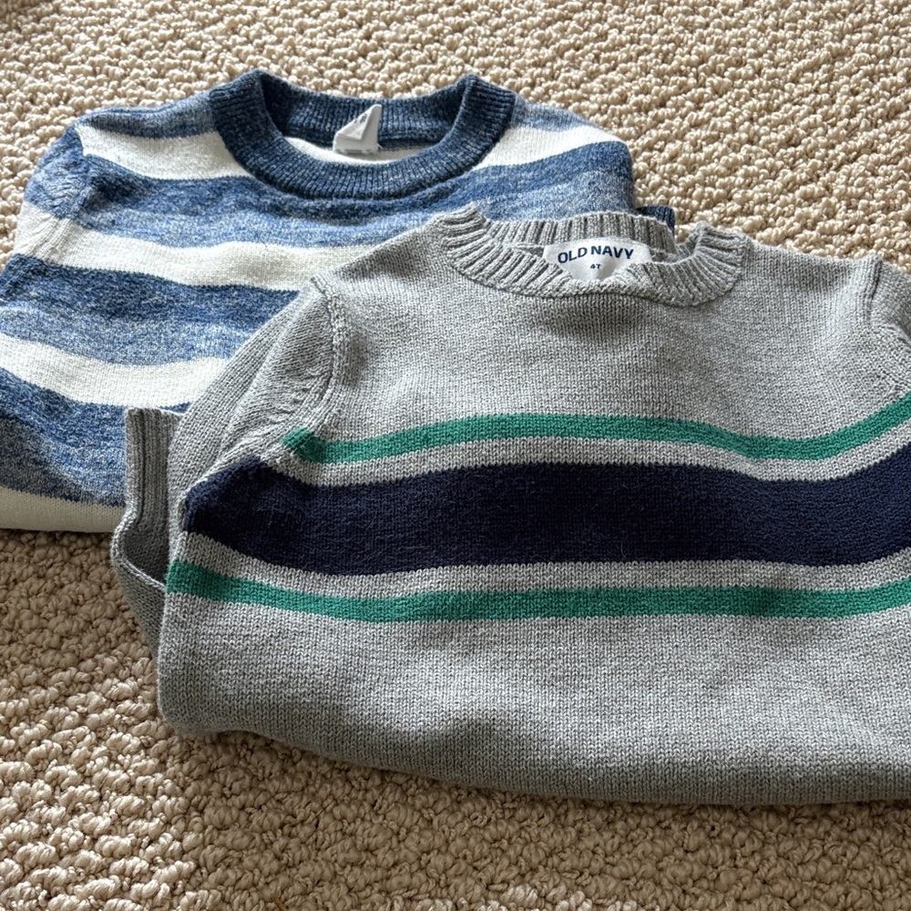 Old Navy & Gap Blue and Gray Striped Sweaters 4T